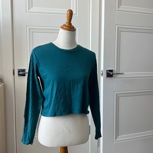 Teal Cotton long sleeve crop top Wild Fable EUC size M